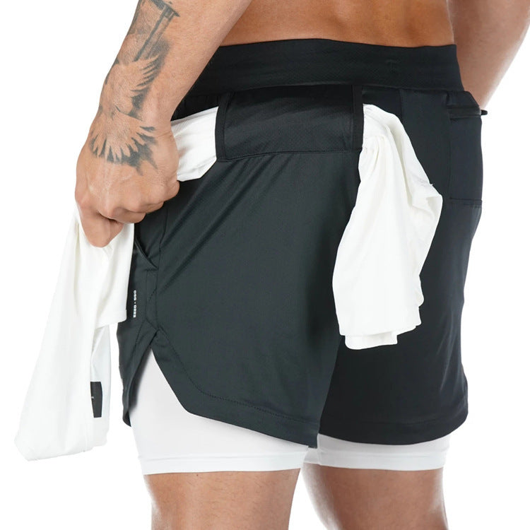 Short de Fitness à Séchage Rapide & Porte-Serviette Intégré
