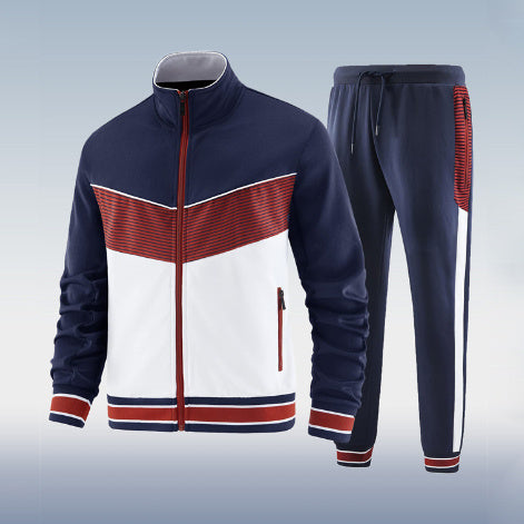 Tricolor color-block sports set
