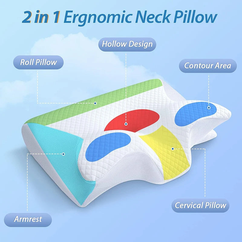 Oreiller Cervical Orthopédique 2 en 1 – Soutien Ergonomique & Soulagement des Douleurs
