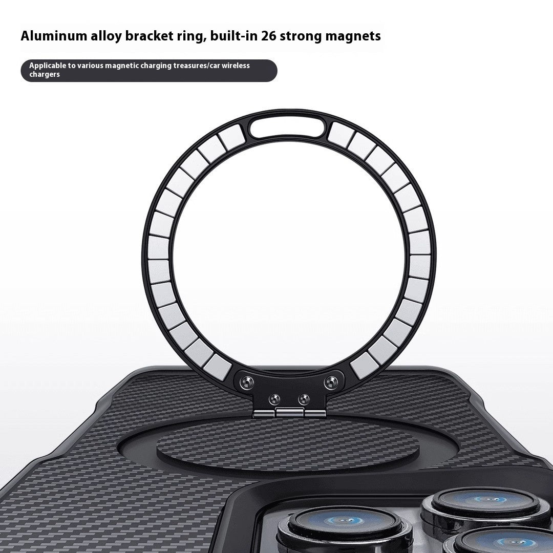 Applicable Carbon Fiber Magnetic Bracket Drop-resistant Protective Armor Small Waist Phone Case