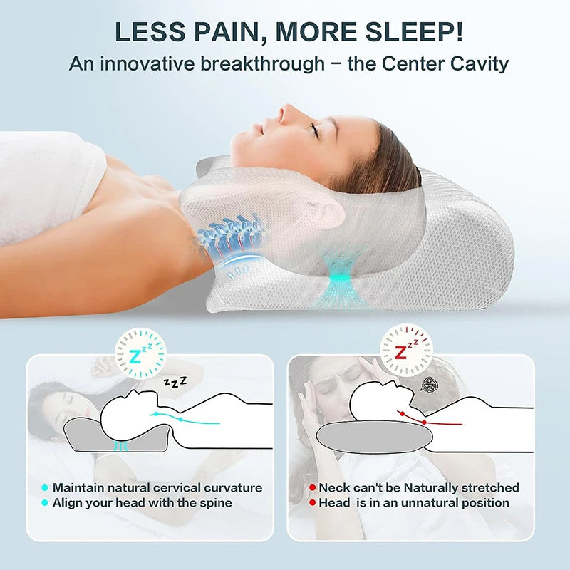 Oreiller Cervical Orthopédique 2 en 1 – Soutien Ergonomique & Soulagement des Douleurs