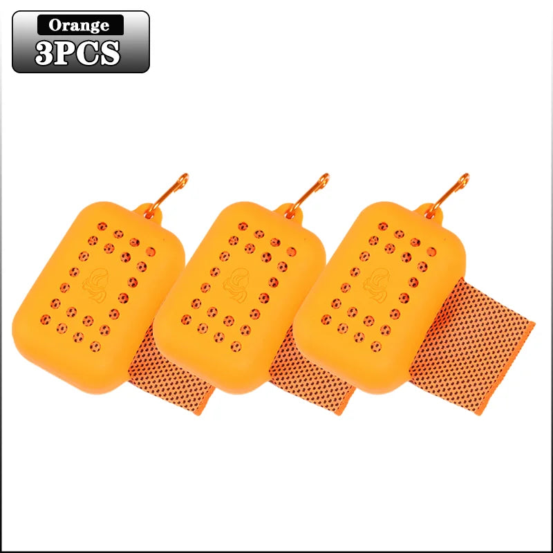 10PCS Portable Mini Silica Gel Set Cold Towel Polyester Fiber Outdoor Cooling Towel Fitness Sports Gym Run Quick Dry Cool Towel