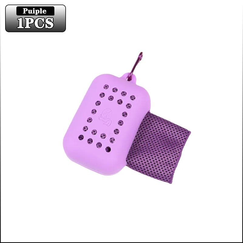 10PCS Portable Mini Silica Gel Set Cold Towel Polyester Fiber Outdoor Cooling Towel Fitness Sports Gym Run Quick Dry Cool Towel