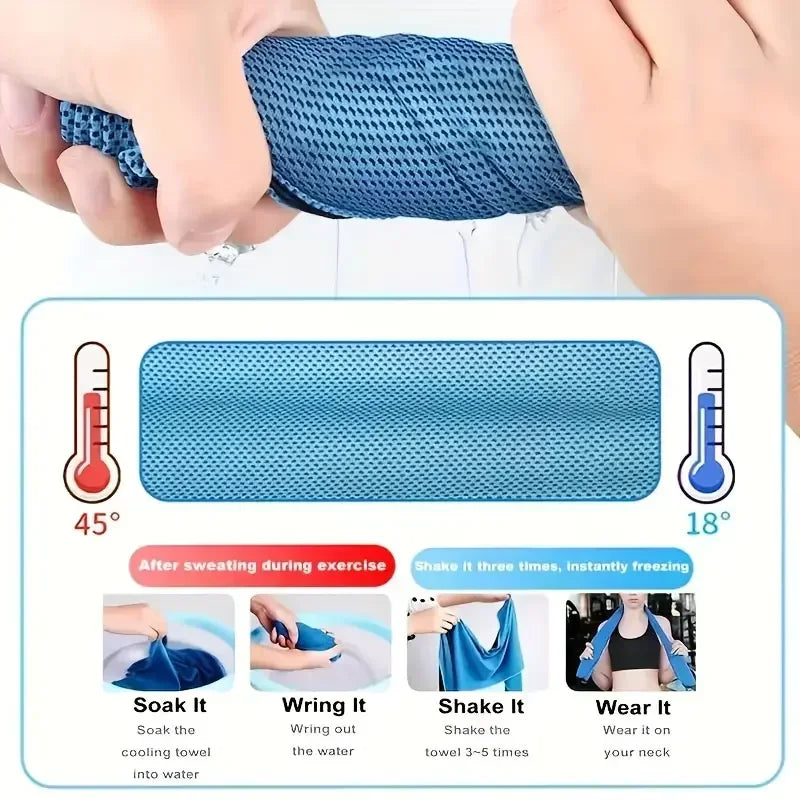 10PCS Portable Mini Silica Gel Set Cold Towel Polyester Fiber Outdoor Cooling Towel Fitness Sports Gym Run Quick Dry Cool Towel