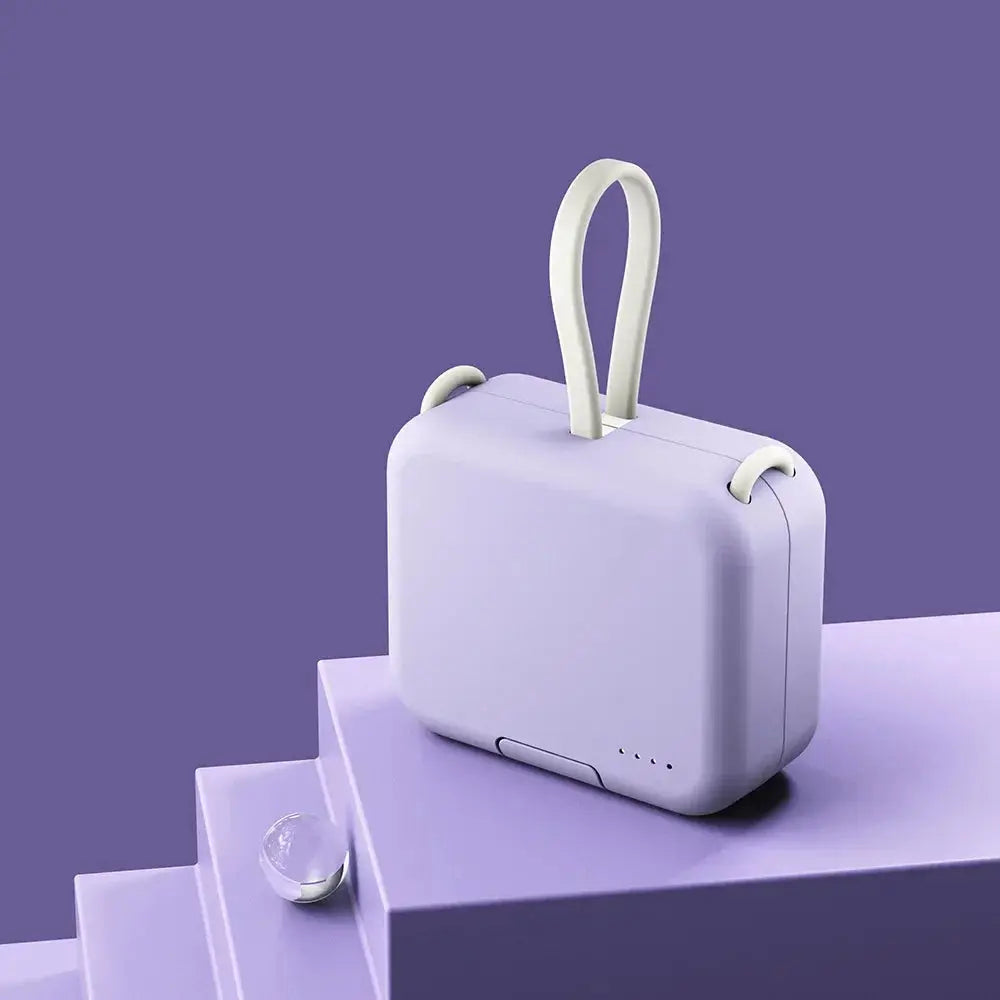 4000Mah Battery Pack Phone Holder Mini Power Bank Built-In Dual Cable Foldable Fast Charging Powerbank for All Iphone Android