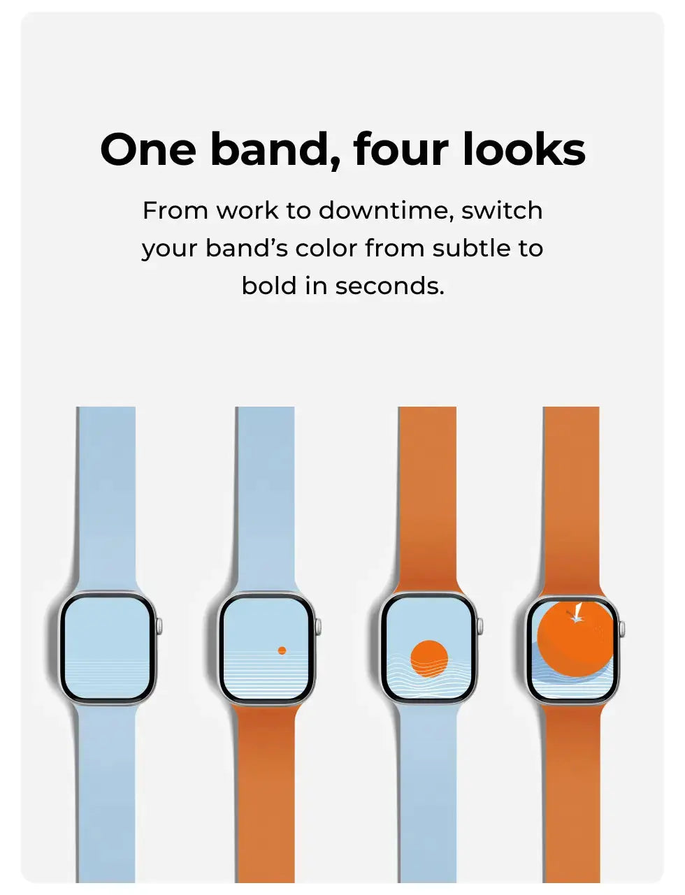 MOFT Snap Duo Watch Bands, Magnetic Apple Watch Bands for Men & Women, Dual-Color Soft Silicone Strap with Magnets and Stainless Steel Connectors, Water-Resistant, Adjustable Comfortable Fit