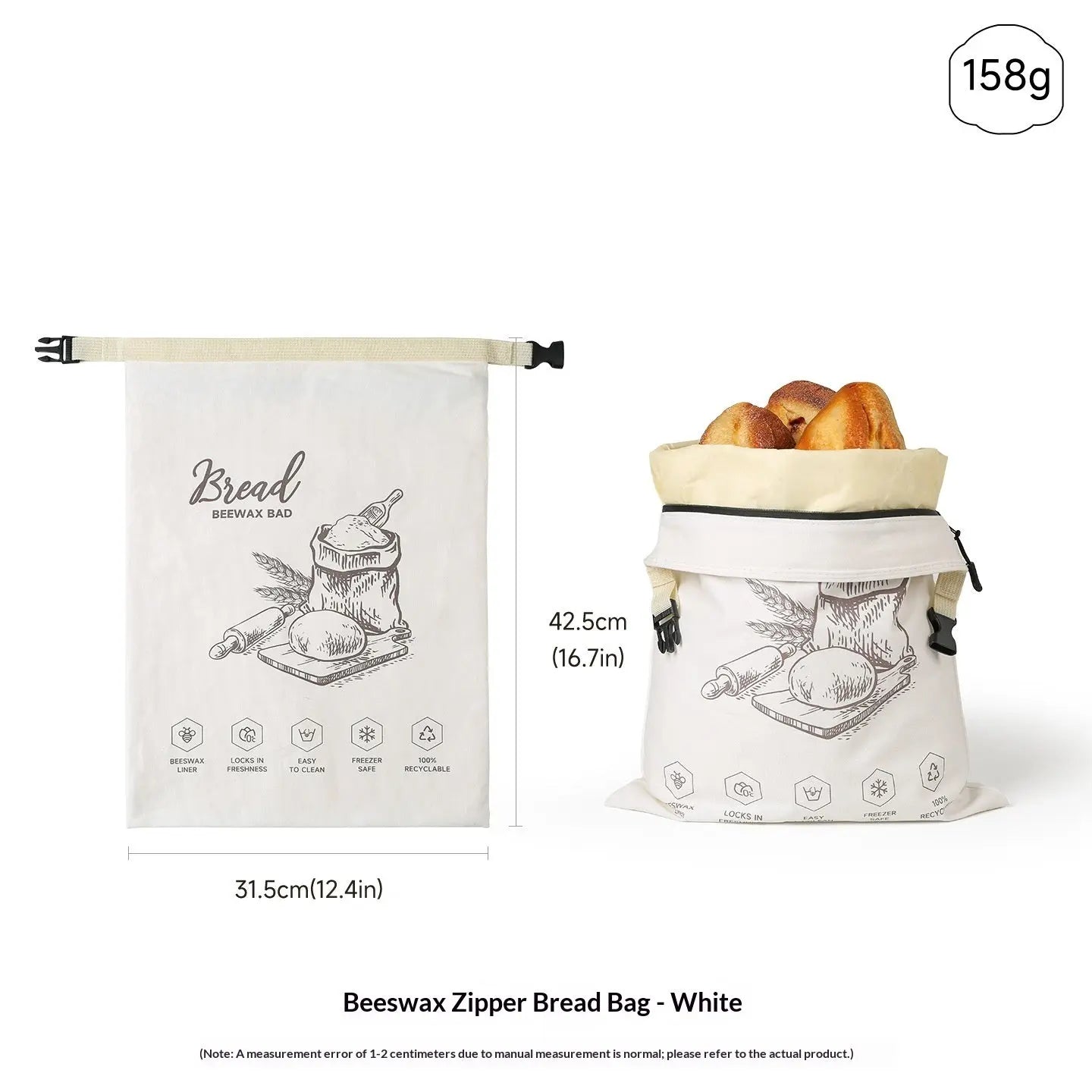 Sac à Pain Réutilisable en Cire d'Abeille | Coton Bio & Zippé FITNESS ZEN STORE