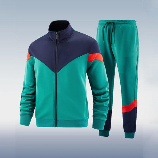 Tricolor color-block sports set