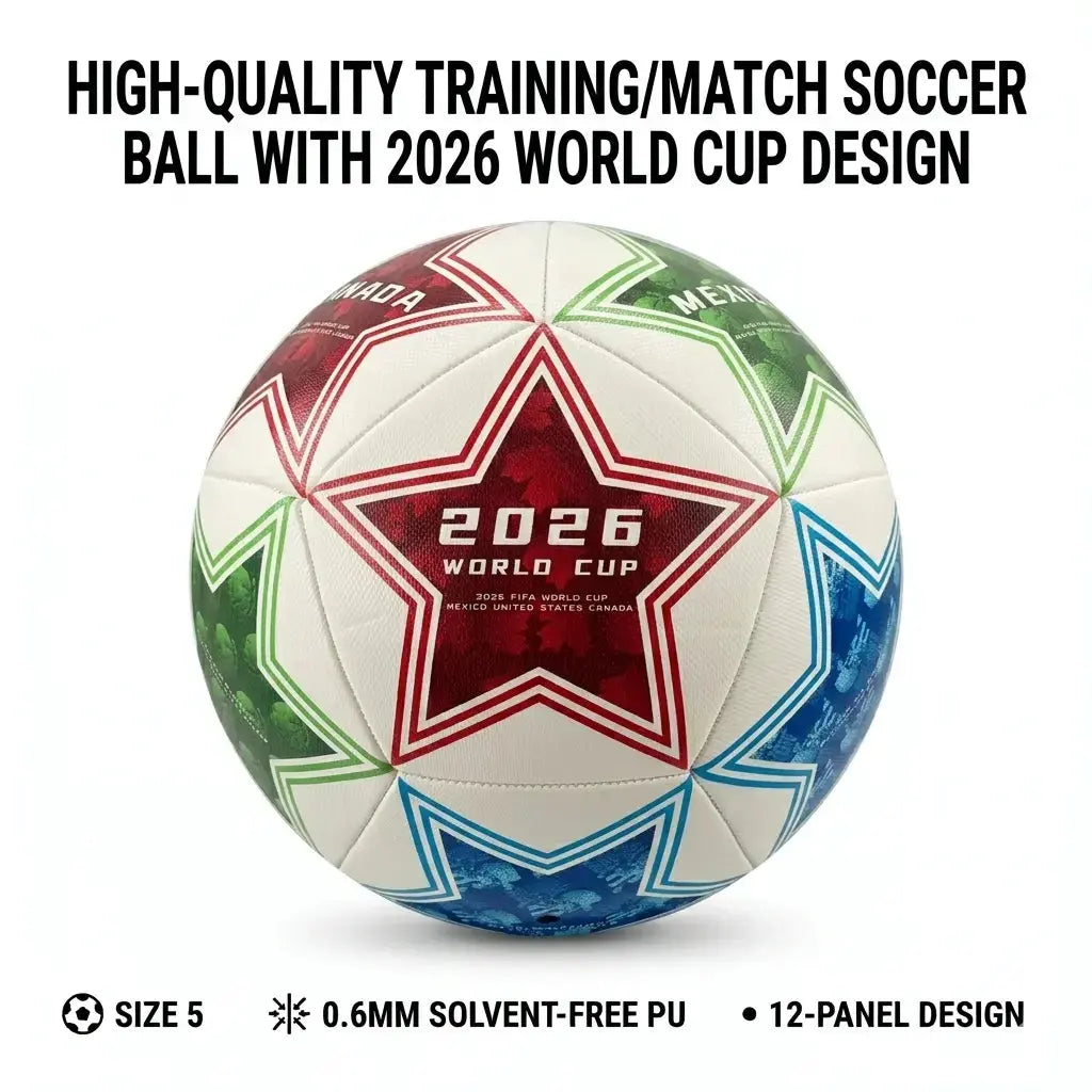 High-Durability Soccer Ball Size 5 - 2026 North American Tournament Commemorative Football - Tri-Nation Design (Usa,Canada,Mexico) for Sccer Ball, Professional Football Training Equipment for Youth & Adults, Ideal for Indoor & Outdoor Ball Sports