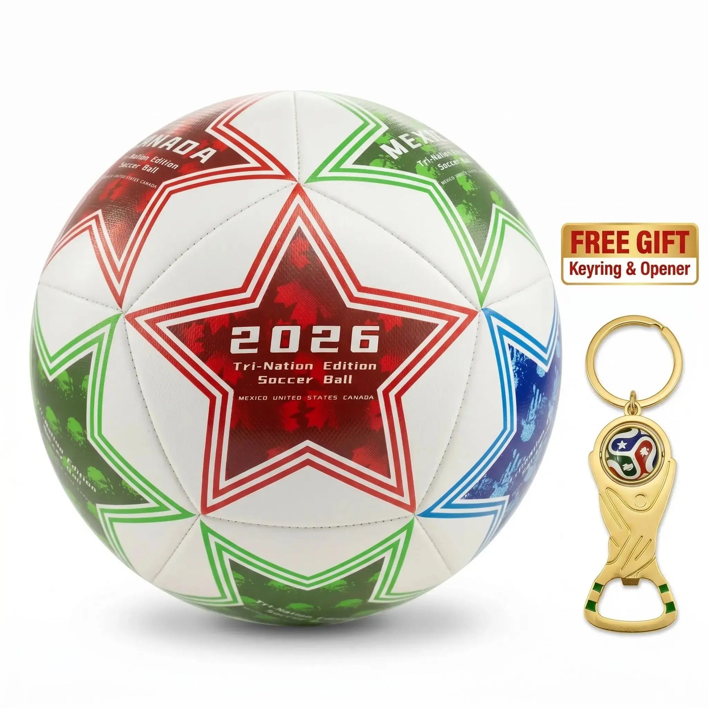High-Durability Soccer Ball Size 5 - 2026 North American Tournament Commemorative Football - Tri-Nation Design (Usa,Canada,Mexico) for Sccer Ball, Professional Football Training Equipment for Youth & Adults, Ideal for Indoor & Outdoor Ball Sports United 2026", "48 équipes"