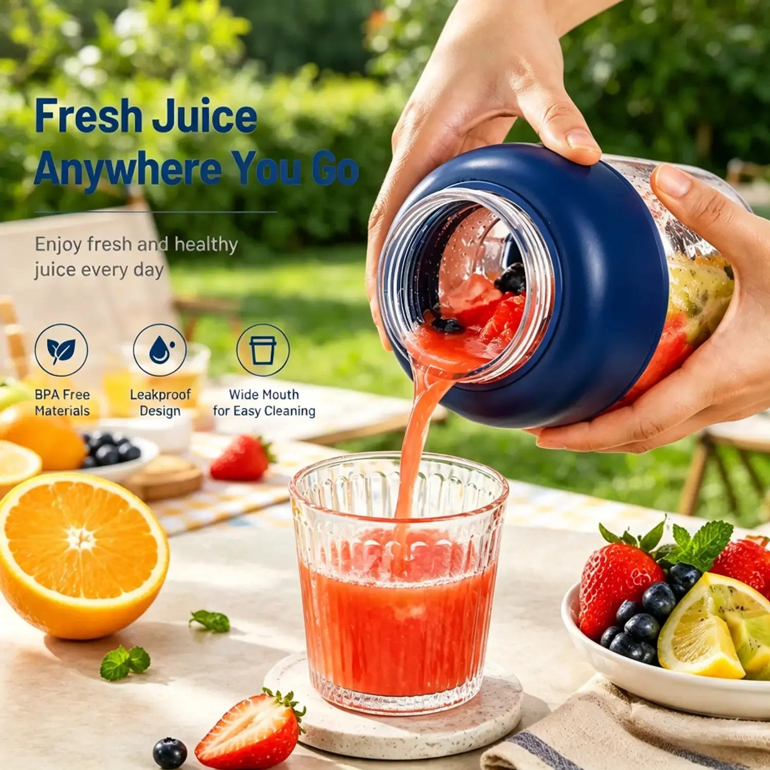 Multimode Juicer Blender 44Oz Wireless USB Rechargeable Electric Blender Easy Clean Handheld Juicer Ideal for Outdoor Camping Fitness Workout Travel Home Kitchen Use for Preparing Smoothies Creams and Healthy Low-Fat Meals gym