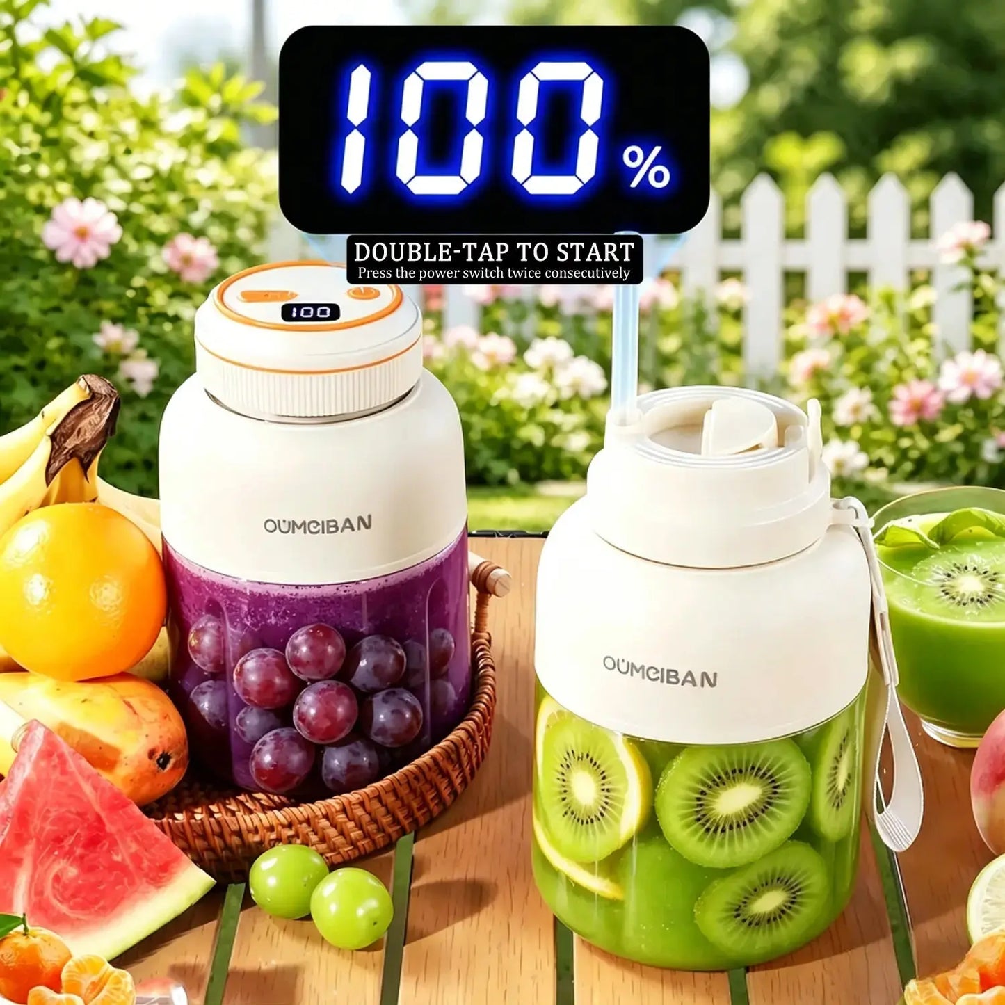 Multimode Juicer Blender 44Oz Wireless USB Rechargeable Electric Blender Easy Clean Handheld Juicer Ideal for Outdoor Camping Fitness Workout Travel Home Kitchen Use for Preparing Smoothies Creams and Healthy Low-Fat Meals