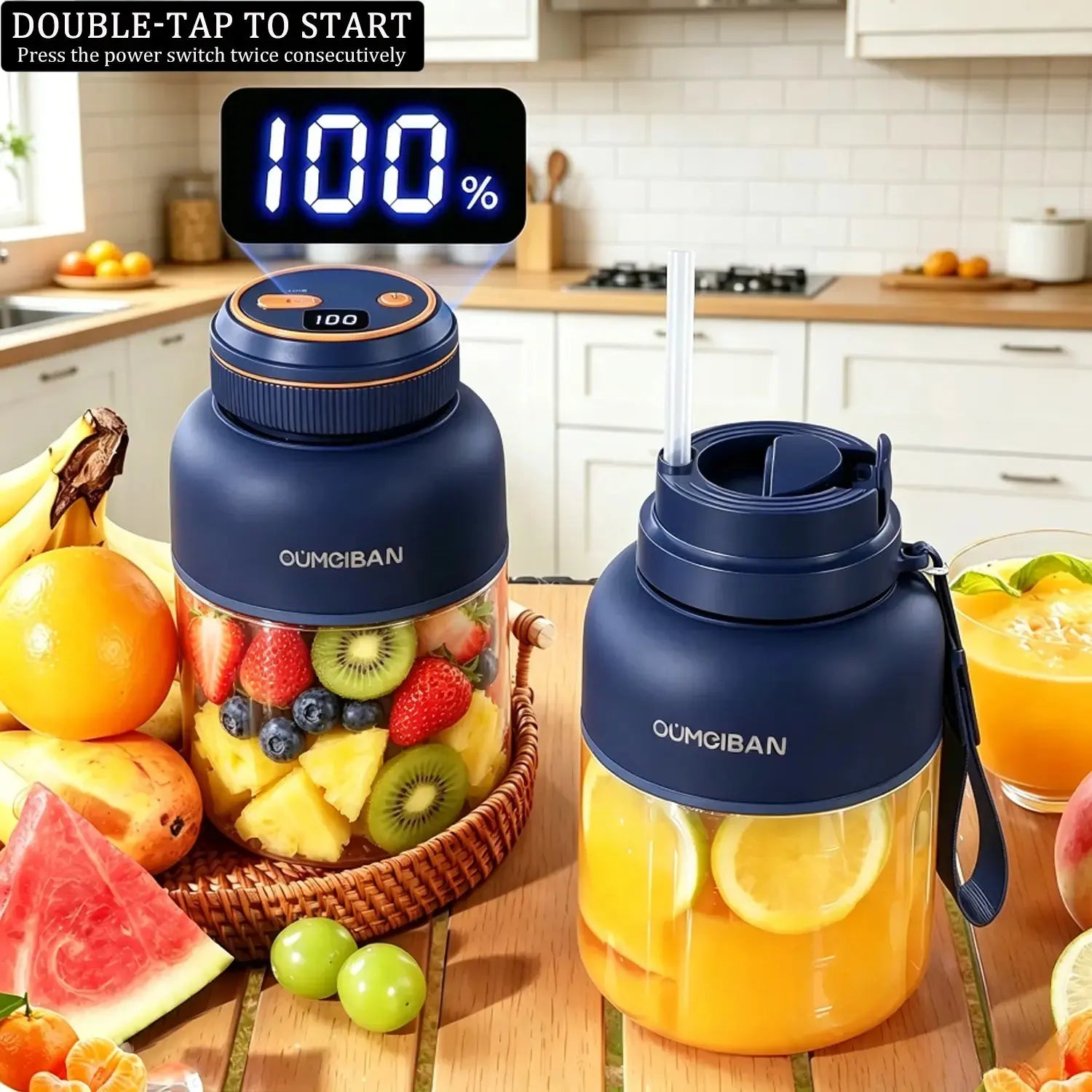 Multimode Juicer Blender 44Oz Wireless USB Rechargeable Electric Blender Easy Clean Handheld Juicer Ideal for Outdoor Camping Fitness Workout Travel Home Kitchen Use for Preparing Smoothies Creams and Healthy Low-Fat Meals voyage