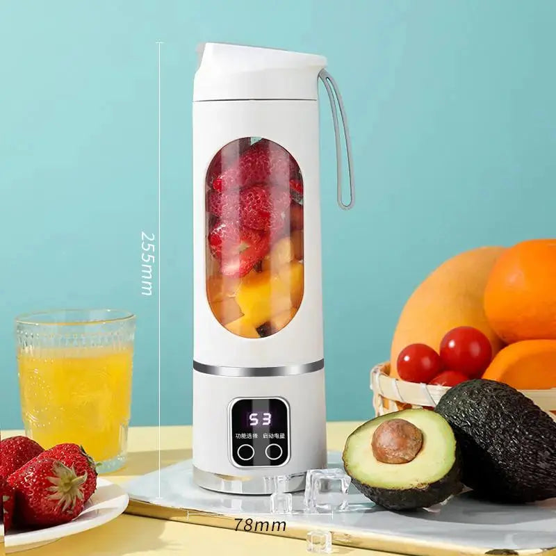 Portable USB Rechargeable Fruit Juicer, Portable Juicer Machines, LED Display Juice Blender Cup with Ice-Crushing Function, Suitable for Outdoor & On-The-Go Use, Portable Juice Extractor for Fruits, Portable Smoothie Blender