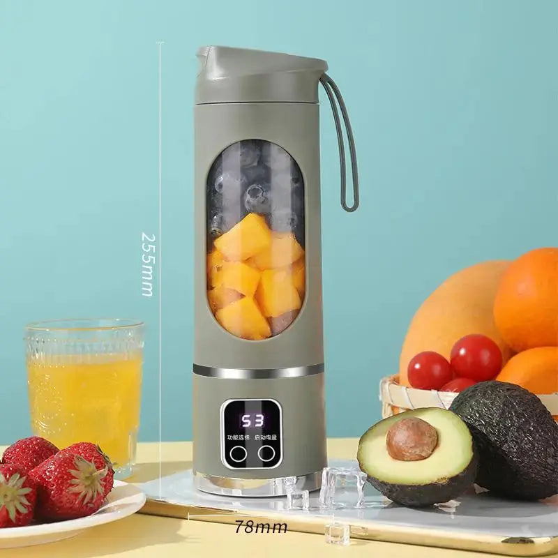Portable USB Rechargeable Fruit Juicer, Portable Juicer Machines, LED Display Juice Blender Cup with Ice-Crushing Function, Suitable for Outdoor & On-The-Go Use, Portable Juice Extractor for Fruits, Portable Smoothie Blender