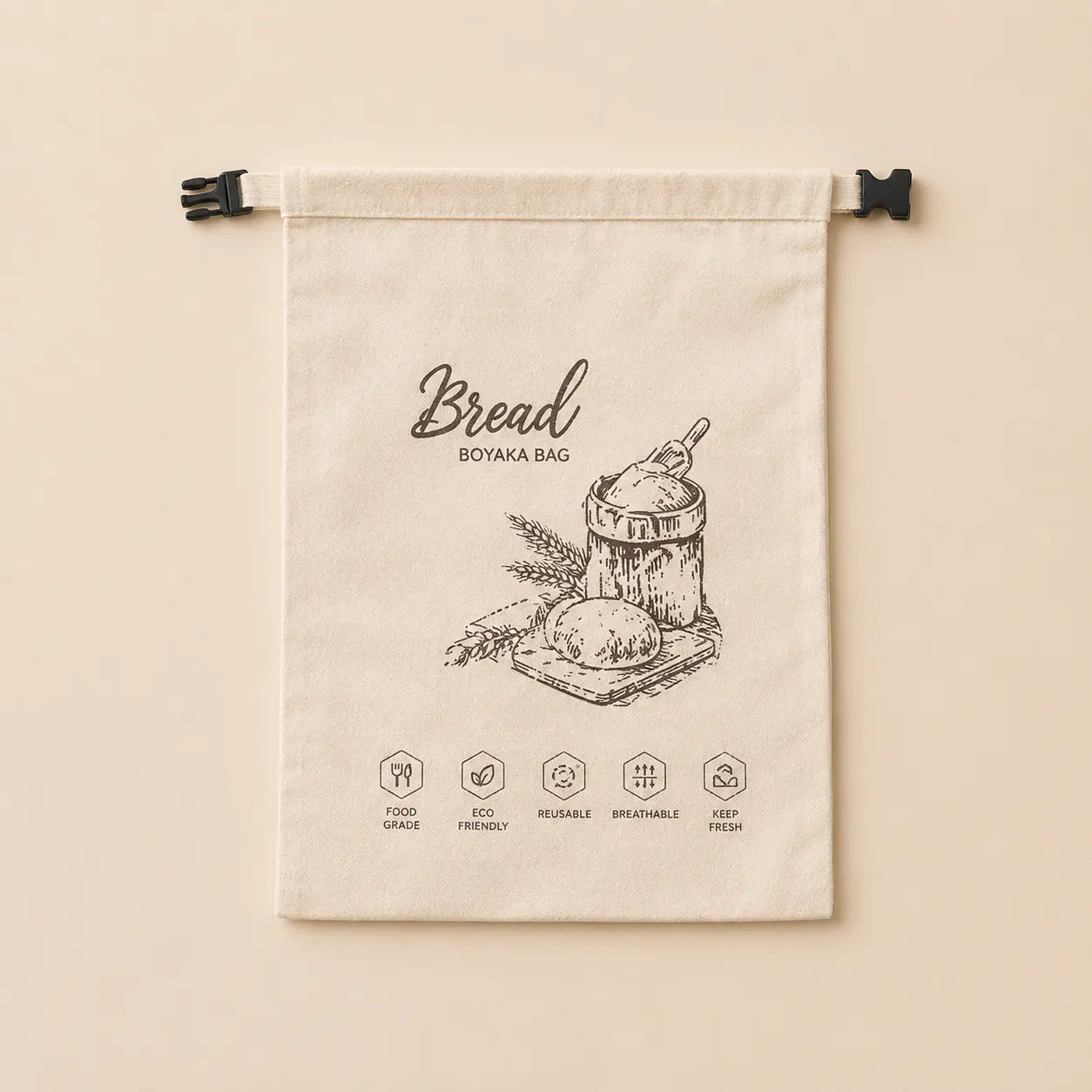 Sac à Pain Réutilisable en Cire d'Abeille | Coton Bio & Zippé FITNESS ZEN STORE