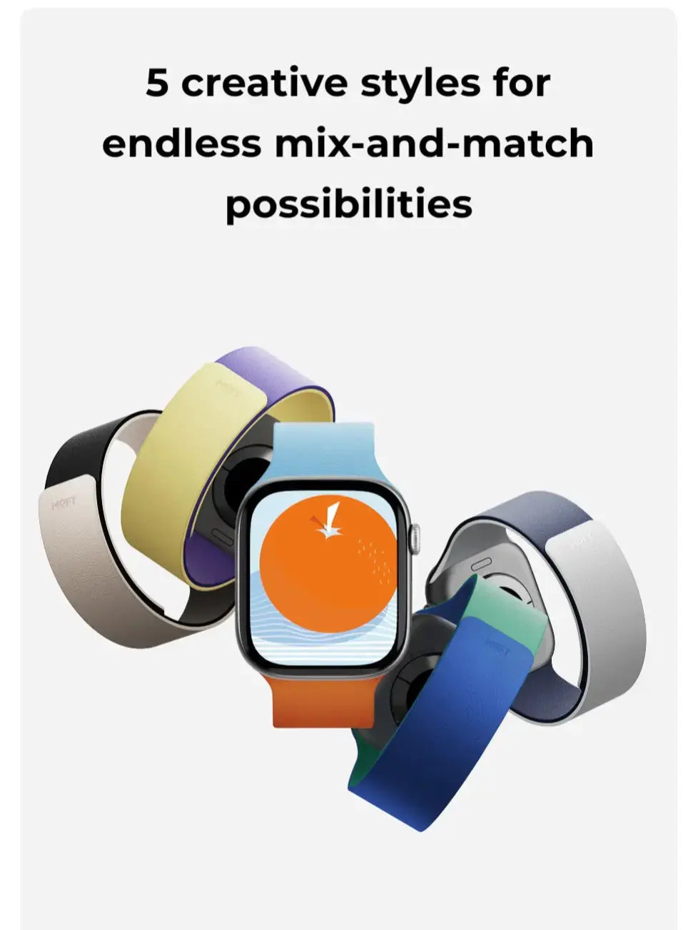 MOFT Snap Duo Watch Bands, Magnetic Apple Watch Bands for Men & Women, Dual-Color Soft Silicone Strap with Magnets and Stainless Steel Connectors, Water-Resistant, Adjustable Comfortable Fit