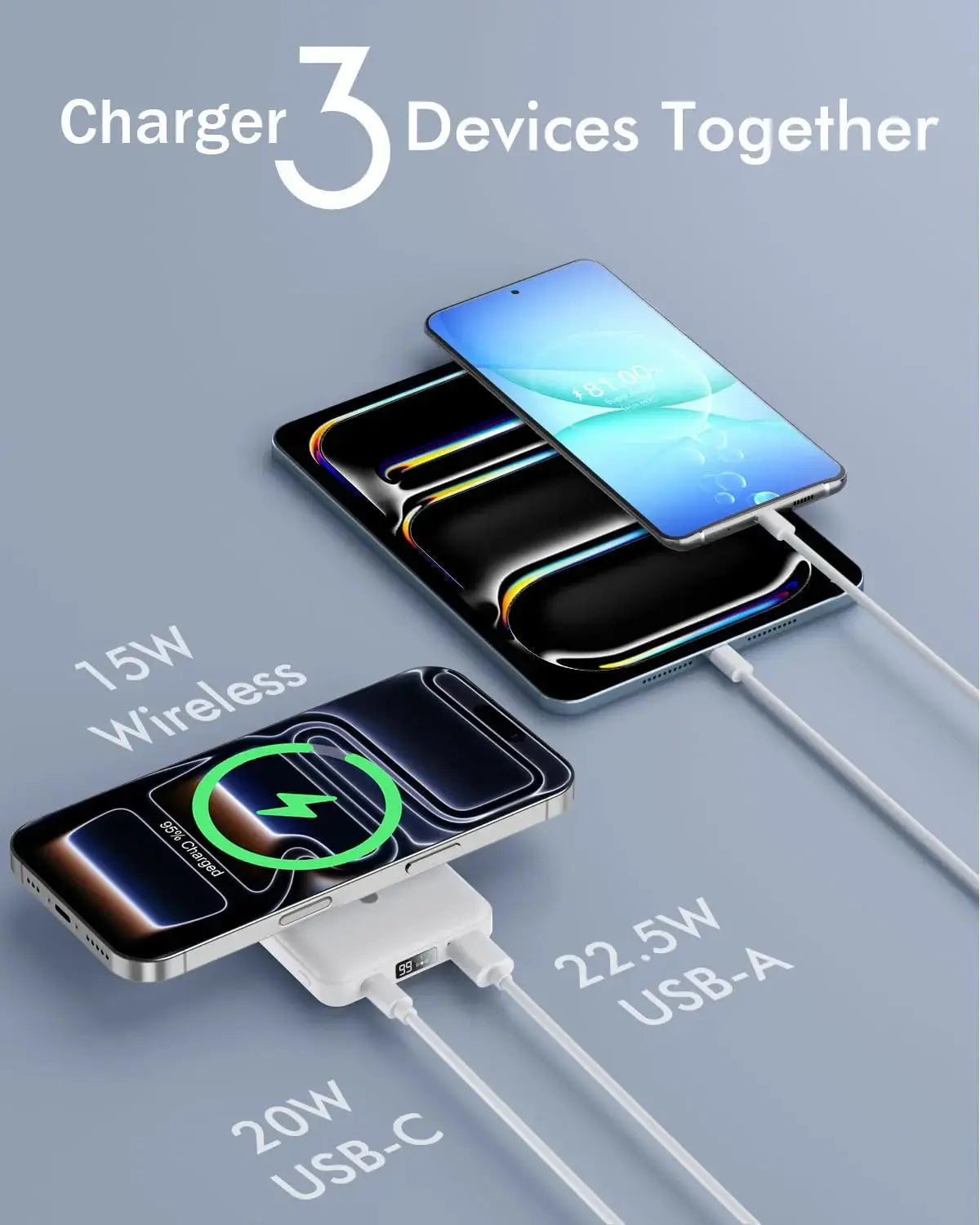 10,000Mah Magnetic Wireless Power Bank with LED Display | 22.5W Fast Charging Magsafe Battery Pack with Stand | Compatible with Iphone 17/16/15/14/13/12 Series | Portable Charger Foldable Lithium Ion Travel Essential Usb Type