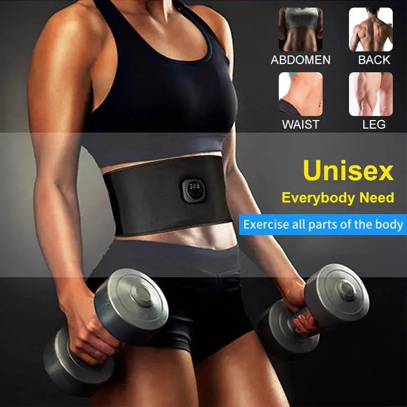 EMS Muscle Stimulator Abdominal Toning Belt Muscle Toner Smart Abs Trainer USB Recharge Weight Loss Home Gym Fitness Equipment