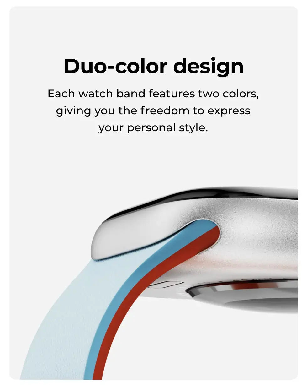 MOFT Snap Duo Watch Bands, Magnetic Apple Watch Bands for Men & Women, Dual-Color Soft Silicone Strap with Magnets and Stainless Steel Connectors, Water-Resistant, Adjustable Comfortable Fit