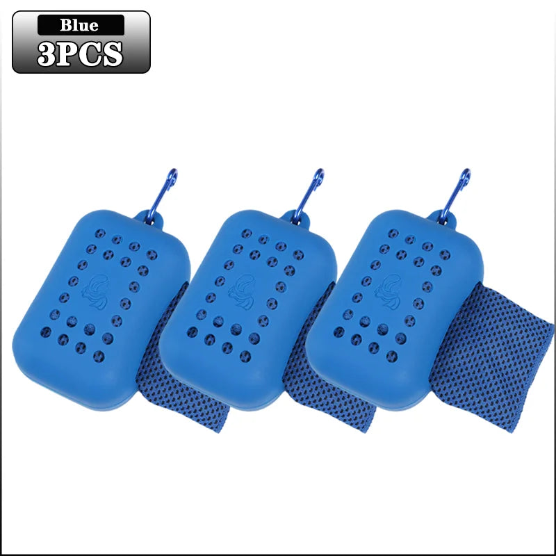10PCS Portable Mini Silica Gel Set Cold Towel Polyester Fiber Outdoor Cooling Towel Fitness Sports Gym Run Quick Dry Cool Towel