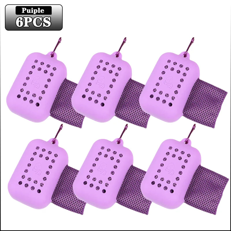 10PCS Portable Mini Silica Gel Set Cold Towel Polyester Fiber Outdoor Cooling Towel Fitness Sports Gym Run Quick Dry Cool Towel