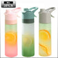1-4PCS Large Capacity Spray Water Bottle with Straw Gradient Frosted Portable Outdoor Sports Travel Mist Sprayer Reusable Cup