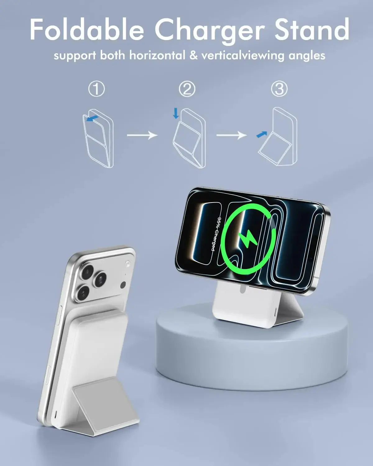 10,000Mah Magnetic Wireless Power Bank with LED Display | 22.5W Fast Charging Magsafe Battery Pack with Stand | Compatible with Iphone 17/16/15/14/13/12 Series | Portable Charger Foldable Lithium Ion Travel Essential Usb Type