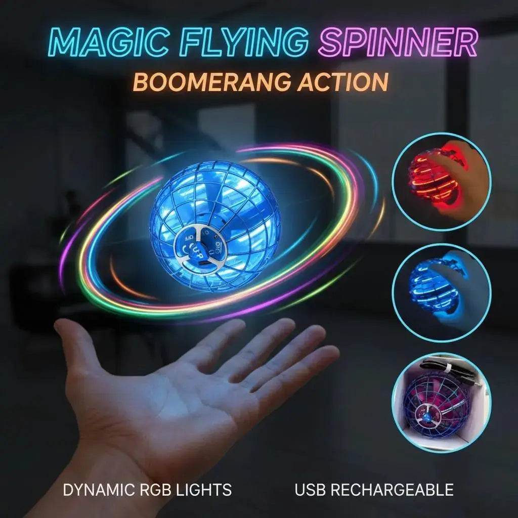 Levitating Induction Flying Ball, Glow Gyro for Fingertip Play, Sports & Outdoor Training Ball