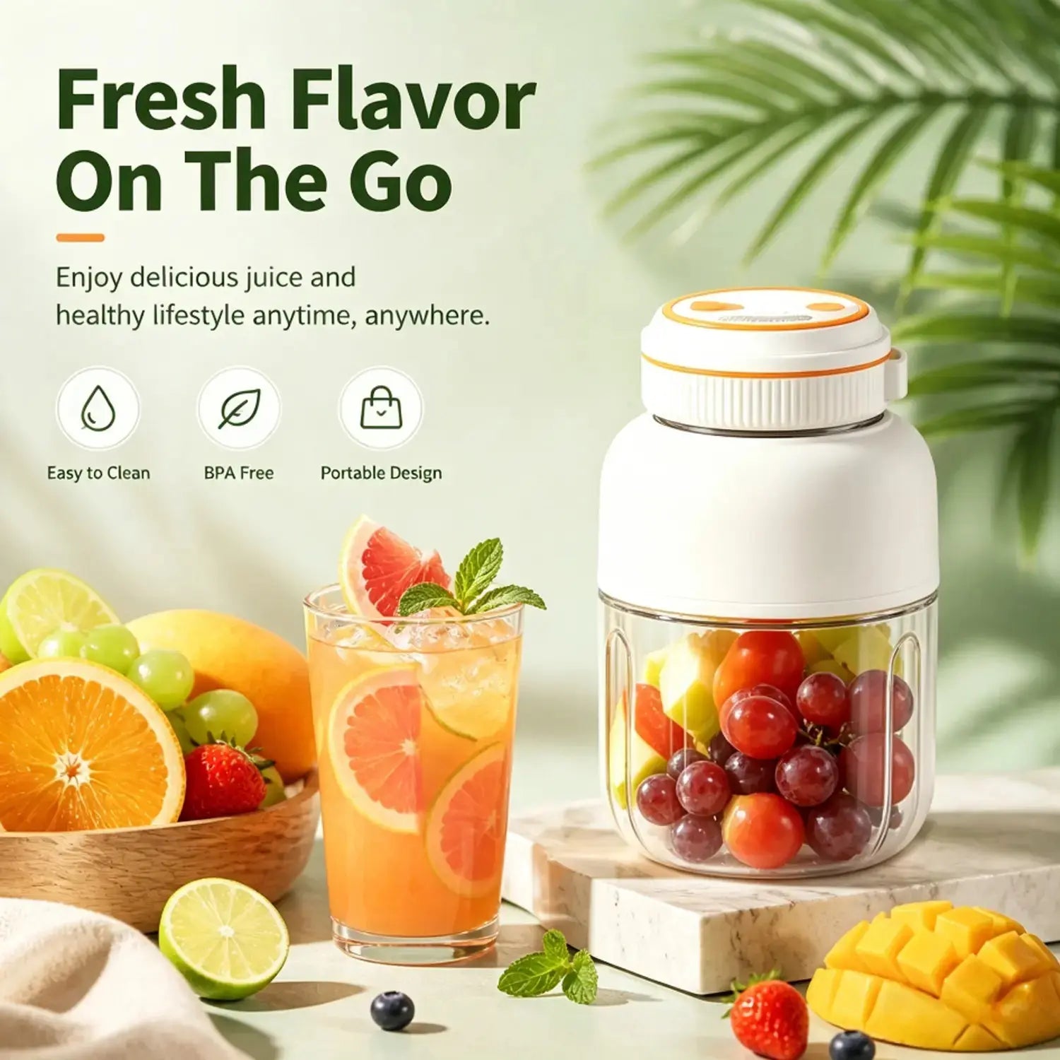 Multimode Juicer Blender 44Oz Wireless USB Rechargeable Electric Blender Easy Clean Handheld Juicer Ideal for Outdoor Camping Fitness Workout Travel Home Kitchen Use for Preparing Smoothies Creams and Healthy Low-Fat Meals voyage